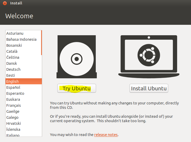Запуск Ubuntu